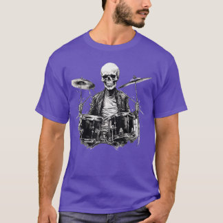 T-shirt Type à la batterie squelette Rock And Roll Rock Su
