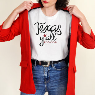 T-shirt Type noir et rouge en relief - Texas Y'All