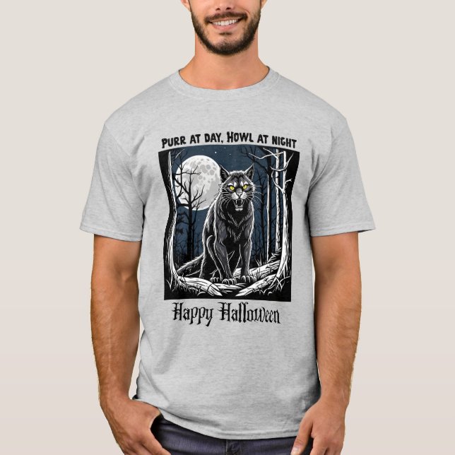 T-shirt Type noir Werecat (Devant)