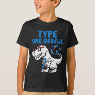 T-shirt Type OneDerful Diabetes Awareness Ribbon T1D Dinos