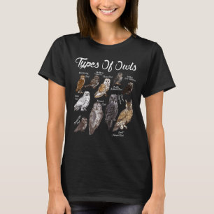 T-shirt Types De Chouettes Collection Éducative Cute Owl A