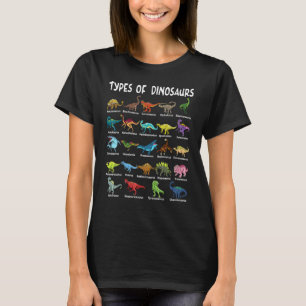 T-shirt Types De Dinosaures Dino Identification Pour Les H