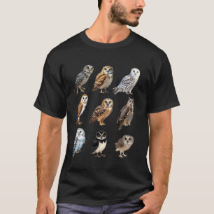 T-shirt Types de hiboux ornithologie Identification des es