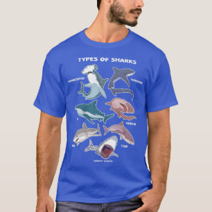 T-shirt Types De Requins Grand Tigre Tigre À Tête De Marte