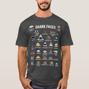 T-shirt Types De Visages De Requins