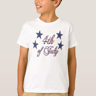 T-shirt Typographie 4 juillet étoiles et rayures