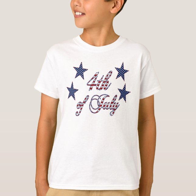 T-shirt Typographie 4 juillet étoiles et rayures (Devant)