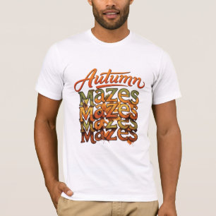 T-shirt Typographie Autumn Mazes Dessin de feuille