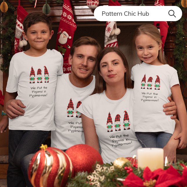 T-shirt Typographie blanc moderne Pyjama Noël de famille (Créateur téléchargé)