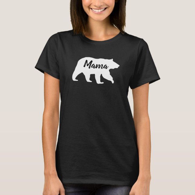 T-shirt Typographie blanche de l'ours de maman russe (Devant)