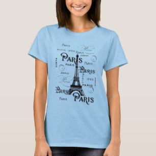T-shirt Typographie Calligraphie Paris France Tour Eiffel