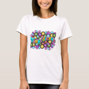 T-shirt Typographie colorée du record de vinyle vinyle