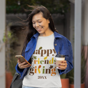 T-shirt Typographie colorée Happy Friendsgiving fall