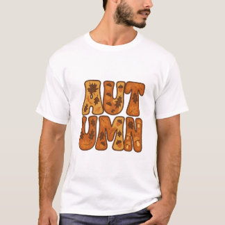 T-shirt Typographie d'automne Design avec Feuilles et Acor