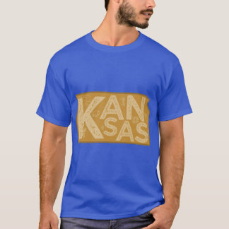 T-shirt Typographie de carte du Kansas Marron