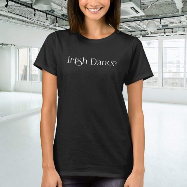 T-shirt Typographie de danse irlandaise branchée en blanc (Créateur téléchargé)
