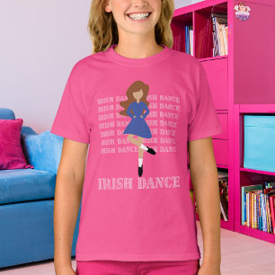 T-shirt Typographie de danse irlandaise Cheveux Brown Dans