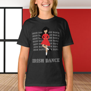 T-shirt Typographie de danse irlandaise Cheveux noirs Dans
