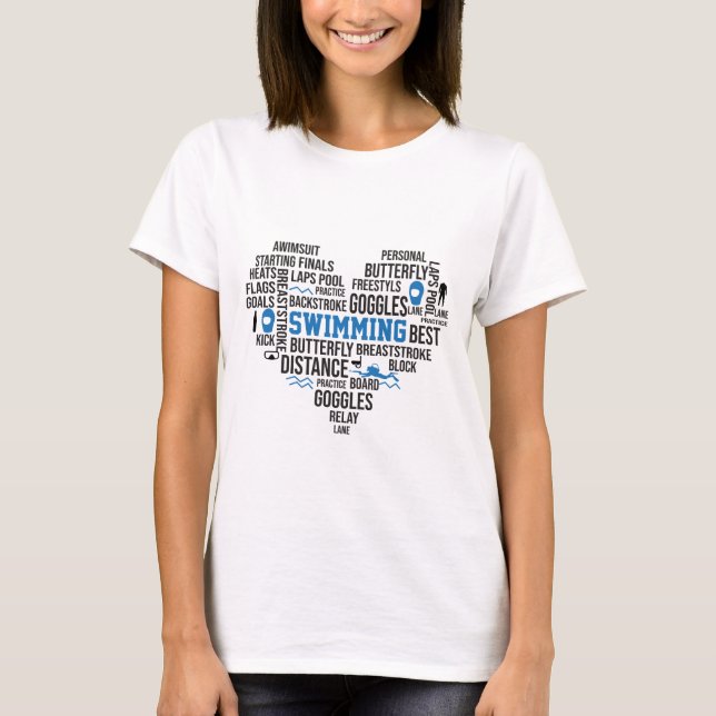 T-shirt Typographie de l'art Word de natation (Devant)