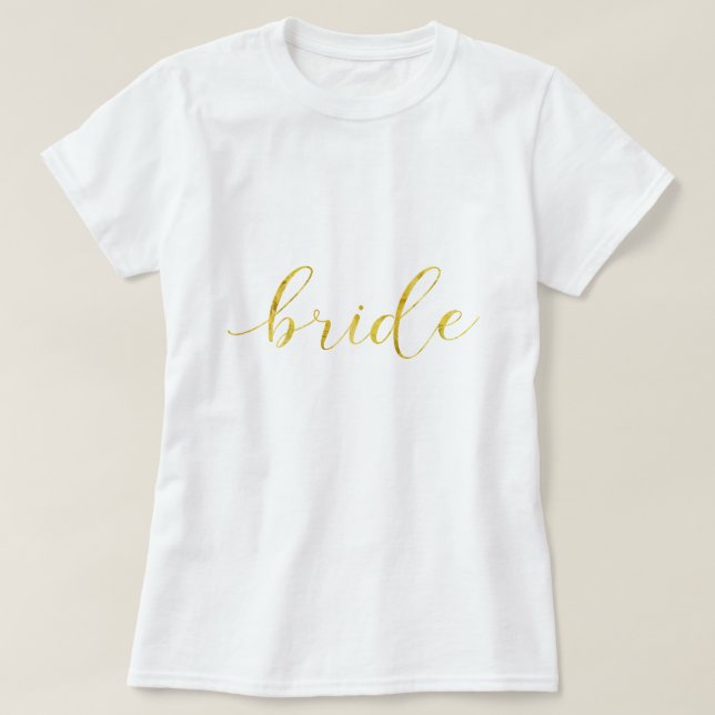 T-shirt Typographie de mariée Gold Foil (Design devant)