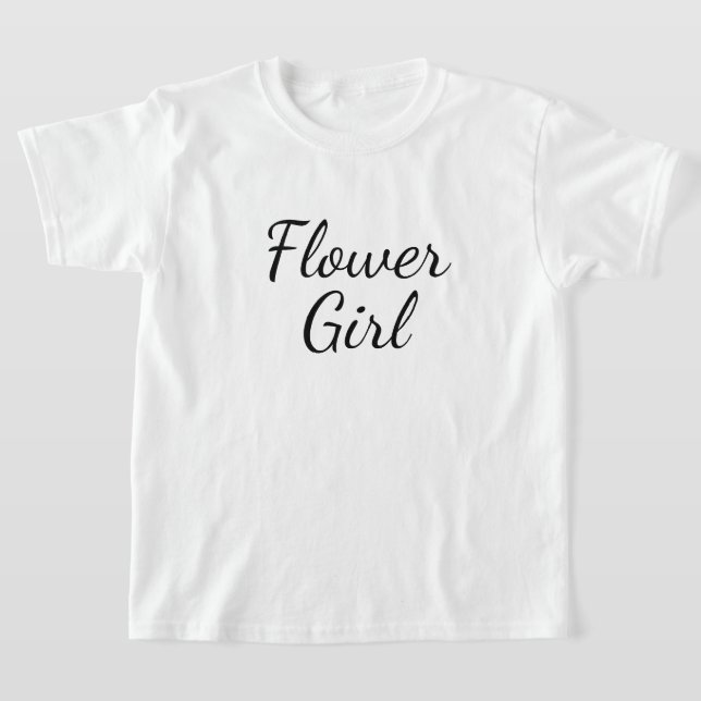 T-shirt Typographie de script Flower Girl sur blanc (Poser)