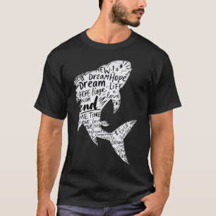 T-shirt Typographie de silhouette de poisson ludique – Aqu