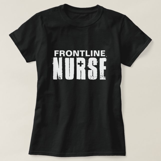 T-shirt Typographie des infirmières de première ligne Noir (Design devant)