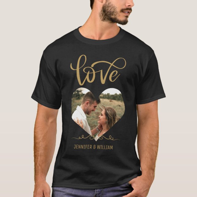 T-shirt Typographie d'or Forme cardiaque Photo de Saint-Va (Devant)