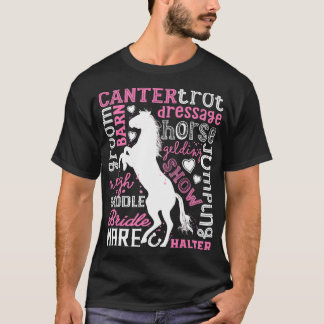 T-shirt Typographie du cheval Word Art équestre filles Hor