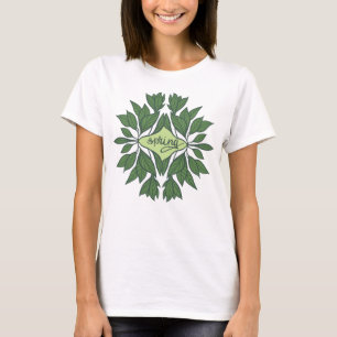 T-shirt Typographie esthétique Feuille du printemps vert