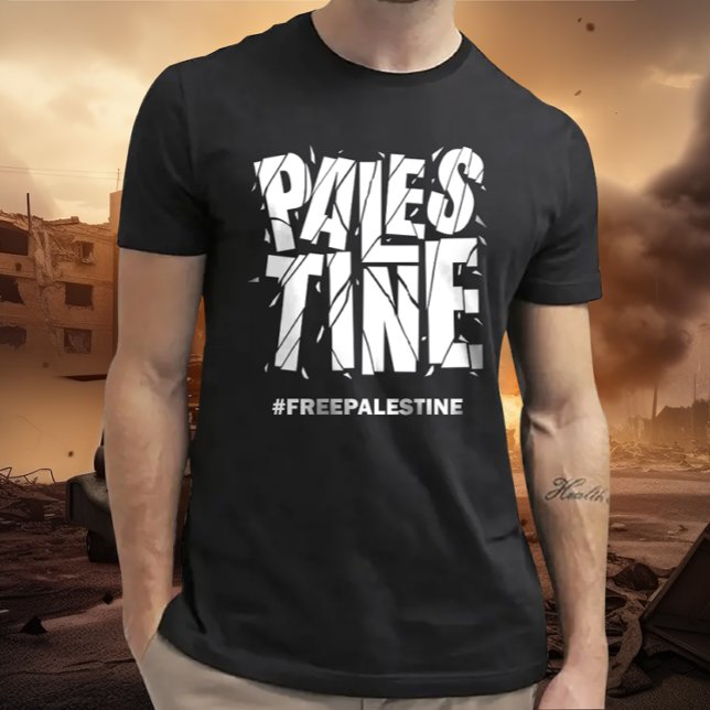T-shirt Typographie fêlée de Free Palestine (Créateur téléchargé)