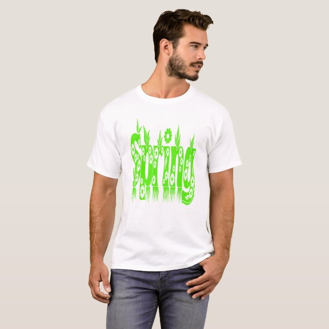 T-shirt Typographie florale vert printemps (Devant entier)