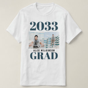 T-shirt Typographie Moderne Bleue Simple 2 Diplôme Photo