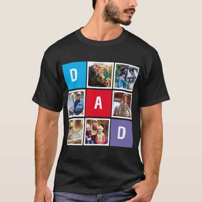 T-shirt Typographie moderne personnalisée Papa Photo Colla (Devant)
