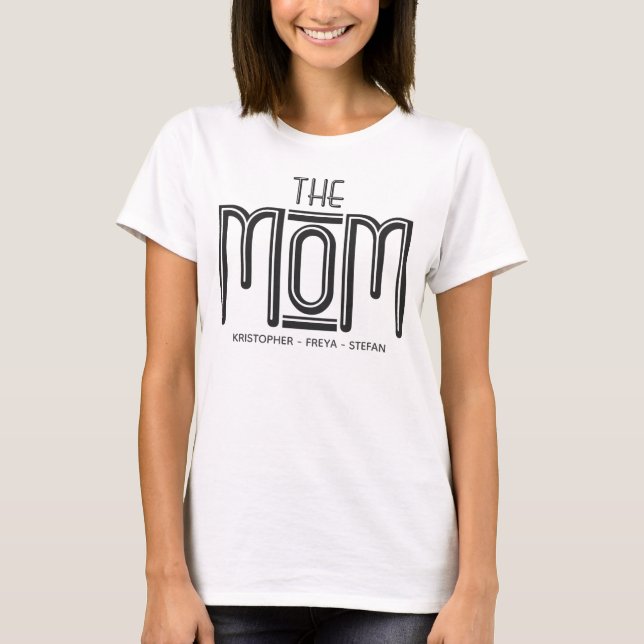 T-shirt Typographie noir blanc Personnalisé Maman (Devant)