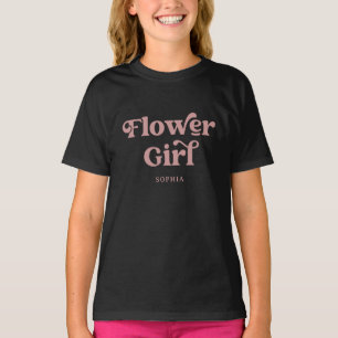 T-shirt Typographie rétro boho rose poudrée Fille des fl
