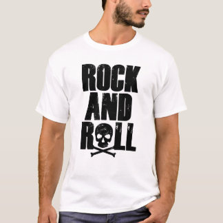 T-shirt Typographie Rock and Roll avec crâne