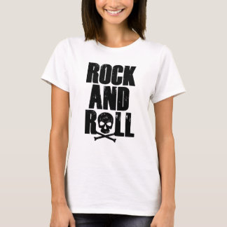 T-shirt Typographie Rock and Roll avec crâne