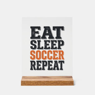 T-shirt typographie vintage Eat Sleep Soccer Repea