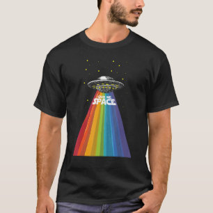 T-shirt Ufo Alien Gay pride Rainbow Space Ship Funny Lgbt