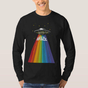 T-shirt Ufo Alien Gay pride Rainbow Space Ship Funny Lgbt