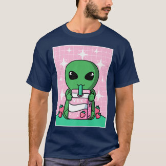 T-shirt UFO Alien Lait fraise Shake Carton Japonais Ka