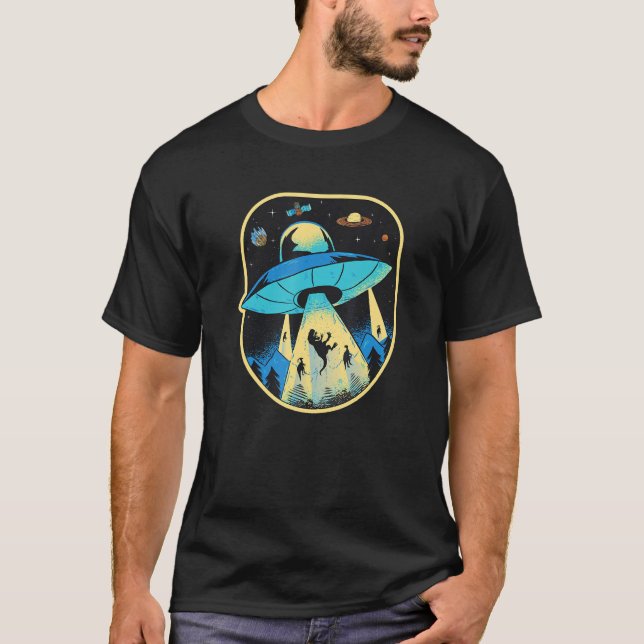 T-shirt Ufo Dinosaur Alien Abduction (Devant)