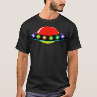 T-shirt Ufo Spacecraft Multi Color Lights Sci-Fi Motif