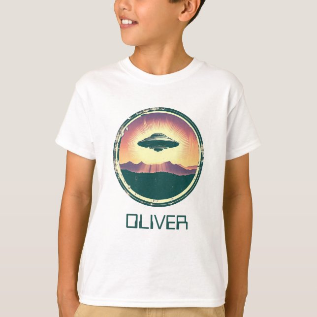 T-shirt UFO vintage personnalisé (Devant)