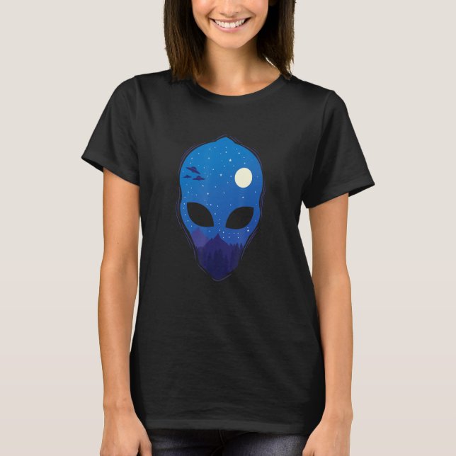 T-shirt Ufos at Night in Alien Head (Devant)