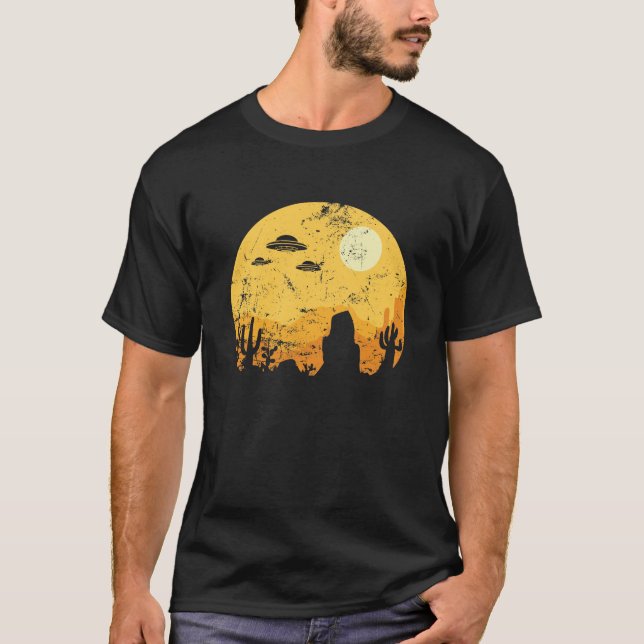 T-shirt Ufos über Wüste und Kaktus (Devant)