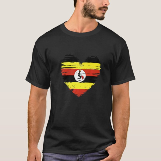 T-shirt Uganda Heart Ugandan Flag Ugandan Pride (Devant)
