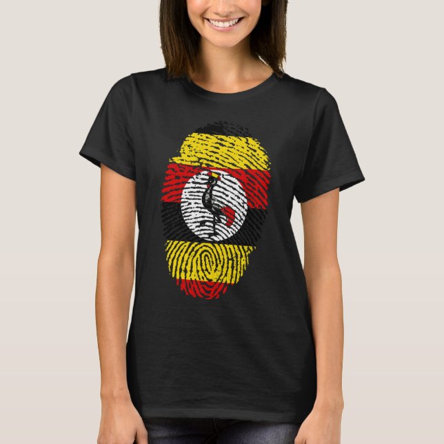 T-shirt Ugandan Roots Fingerprint Women's Graphic Tee Afri (Devant)