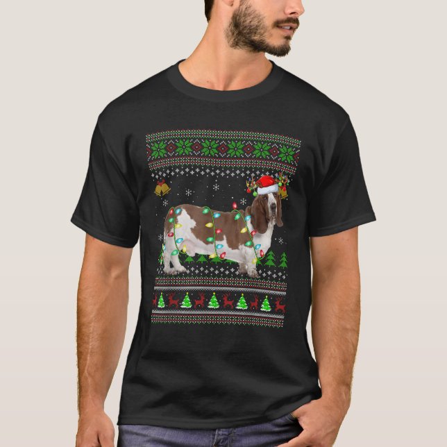 T-shirt Ugly Basset Hound Dog Xmas Lighting Basset Hound C (Devant)
